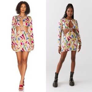 For Love & Lemons Multicolor Floral Cutout Mini Dress